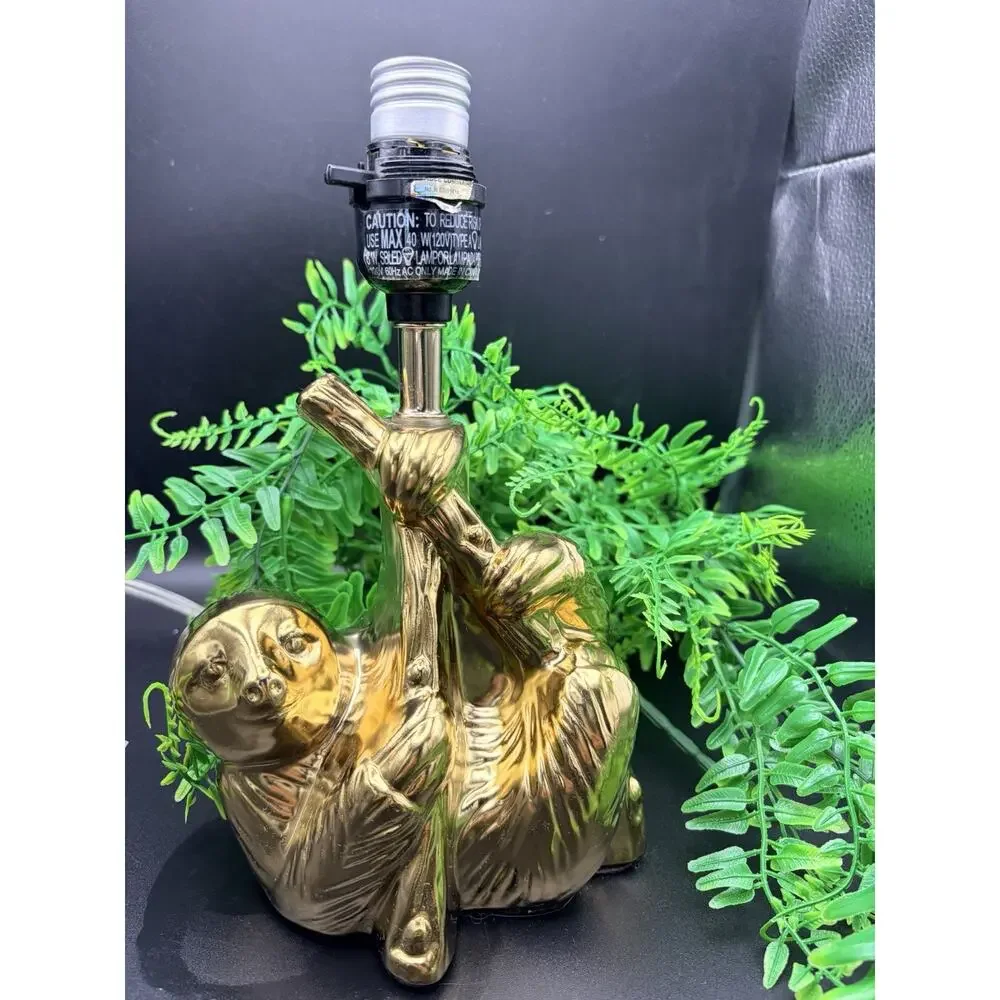Gold Ceramic Sloth Lamp. Small Table Or Desk Size. Cute Decore
